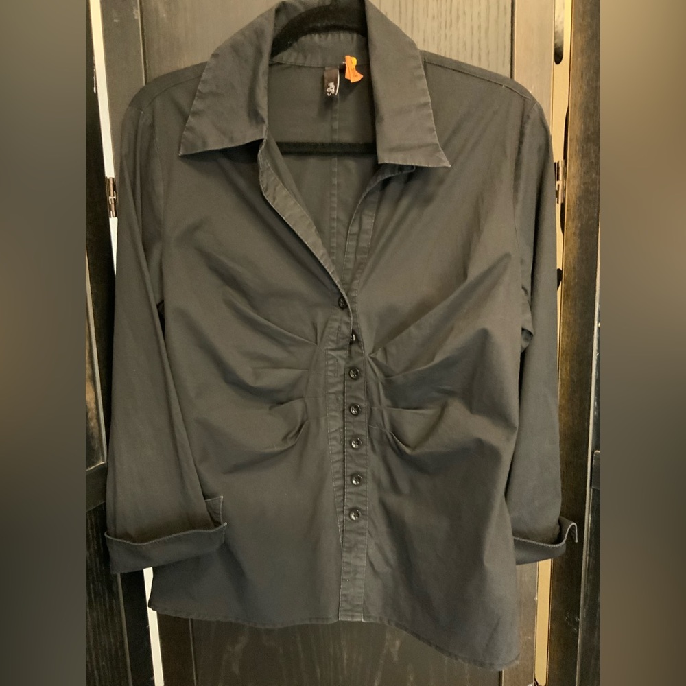 Luii Black Ruched Blouse Size Large